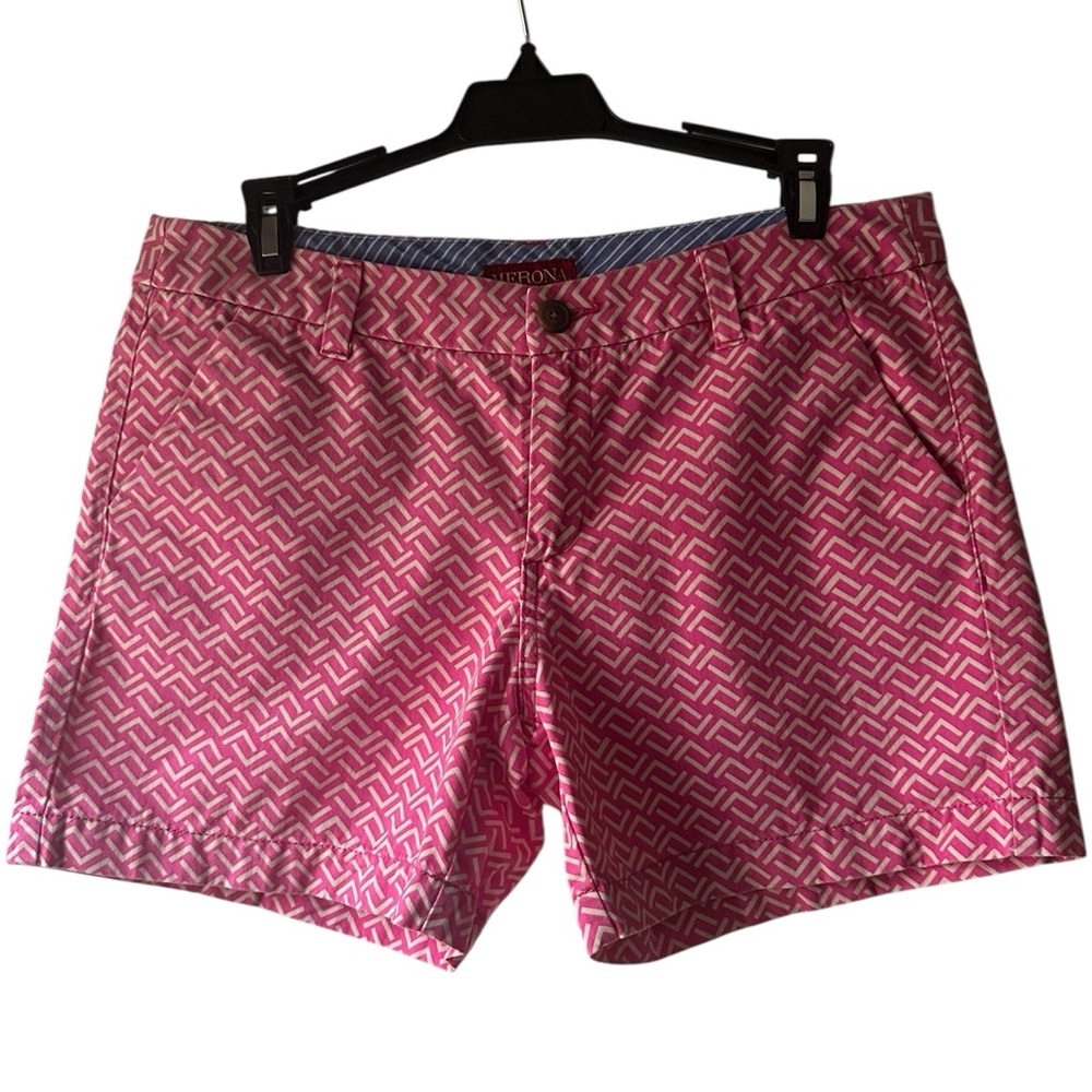 Merona Pink and White Geometric Print  Women’s Bermuda Dress Shorts